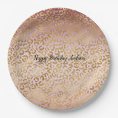 Rosa Gold Ombre Leopard Print Pappteller (Vorderseite)