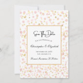 Rosa Gold Overlay QR Code Hochzeit Termin Karte (Vorderseite)