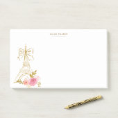 Rosa Gold Pariser Chic Monogramm Post-it Klebezettel (Auf Schreibtisch)