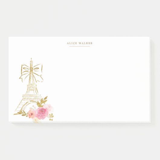 Rosa Gold Pariser Chic Monogramm Post-it Klebezettel (Vorderseite)