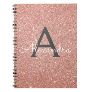 Rosa Gold Pink Glitter Funkeln Monogramm Notizbuch Notizblock