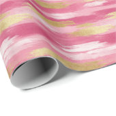 Rosa Gold Pinselstrich Stilwrapping Paper Roll Geschenkpapier (Rolleneckpunkt)