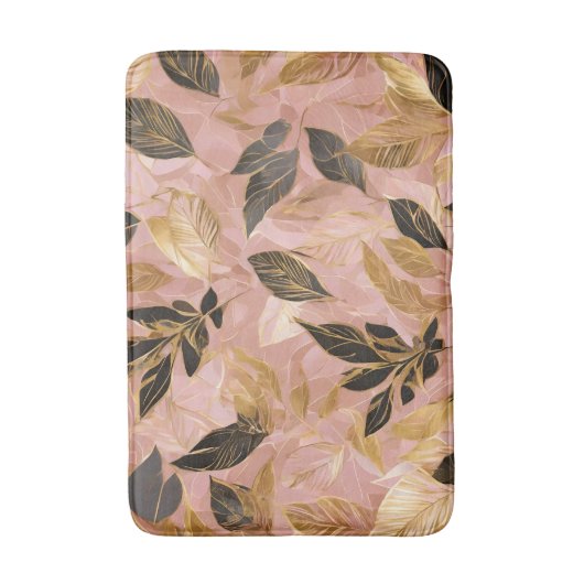 Rosa Gold Popular Boho Blätter Collection Badematte (Vorderseite Vertikal)