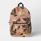 Rosa Gold Popular Boho Blätter Collection Bedruckter Rucksack (Vorderseite)