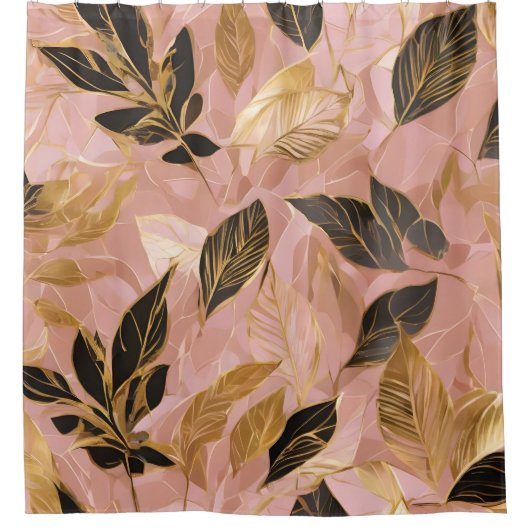 Rosa Gold Popular Boho Blätter Collection Duschvorhang (Vorderseite)