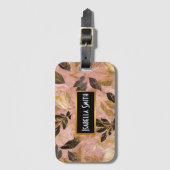 Rosa Gold Popular Boho Blätter Collection Gepäckanhänger (Vorderseite Vertikal)