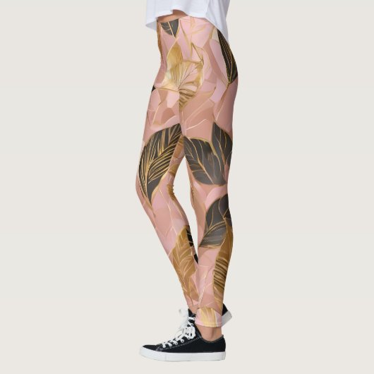 Rosa Gold Popular Boho Blätter Collection Leggings (Links)