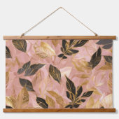 Rosa Gold Popular Boho Blätter Collection Wandteppich Mit Holzrahmen (Vorderseite 2)
