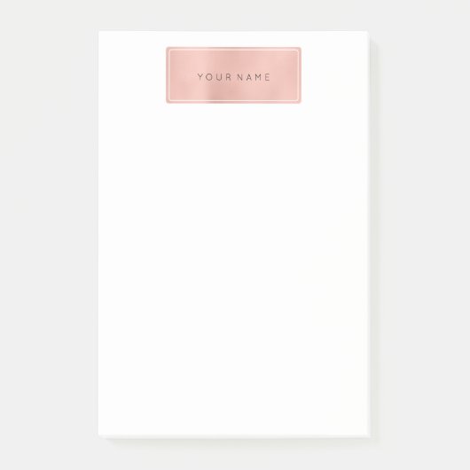 Rosa Gold Powder Rectangle Luxus Weiß Post-it Klebezettel (Vorderseite)