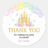 Rosa Gold Princess Burg Labels Stickers Geburtstag (Vorderseite)