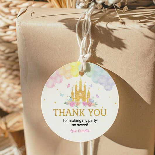 Rosa Gold Princess Burg Labels Stickers Geburtstag