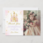 Rosa Gold Princess Carriage Birthday Foto Dankeskarte (Vorderseite)