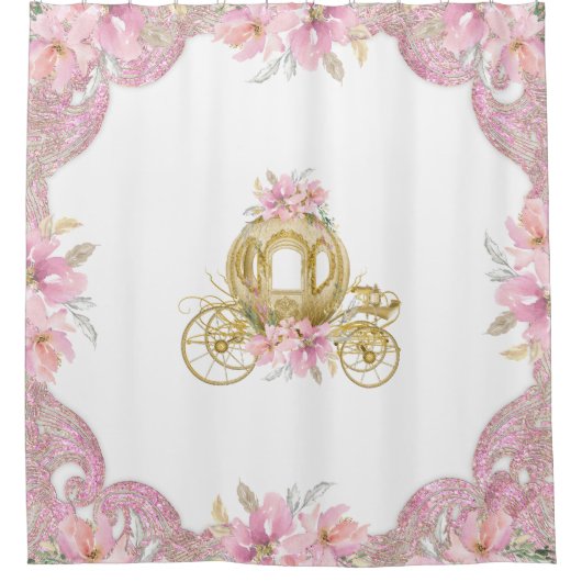 Rosa Gold Princess Carriage Duschvorhang (Vorderseite)