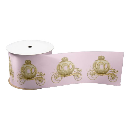 Rosa Gold Princess Carriage Satinband (Spule)
