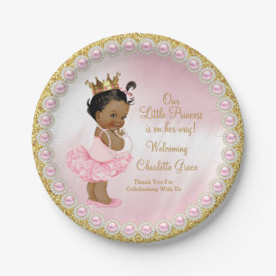 Rosa Gold Prinzessin Baby Shower Papier Teller