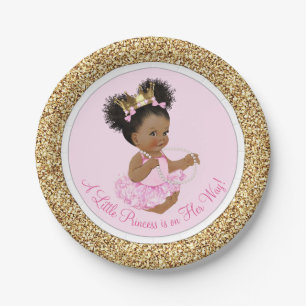 Rosa Gold Prinzessin Baby Shower Papier Teller