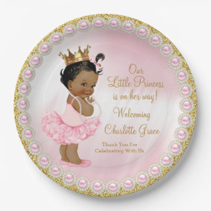 Rosa Gold Prinzessin Baby Shower Papier Teller