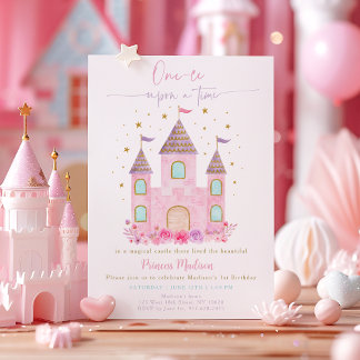 Rosa Gold Prinzessin Burg Erstbezug Geburtstag Einladung