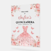 Rosa Gold Prinzessin Quinceañera Willkommen Acrylschild (Winkel)