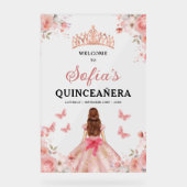 Rosa Gold Prinzessin Quinceañera Willkommen Acrylschild (Vorderseite)