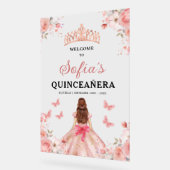 Rosa Gold Prinzessin Quinceañera Willkommen Acrylschild (Winkel)