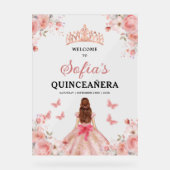 Rosa Gold Prinzessin Quinceañera Willkommen Acrylschild (Vorderseite)