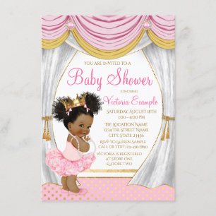 Rosa Gold Prinzessin Vorhang Baby Shower Einladung