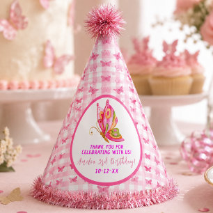Rosa Gold Purpur elegante Schmetterling Mädchen Ge Partyhütchen