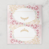 Rosa Gold Quinceanera Platzkarte (Außenseite Aufgefaltet)