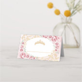 Rosa Gold Quinceanera Platzkarte (Rückseite)