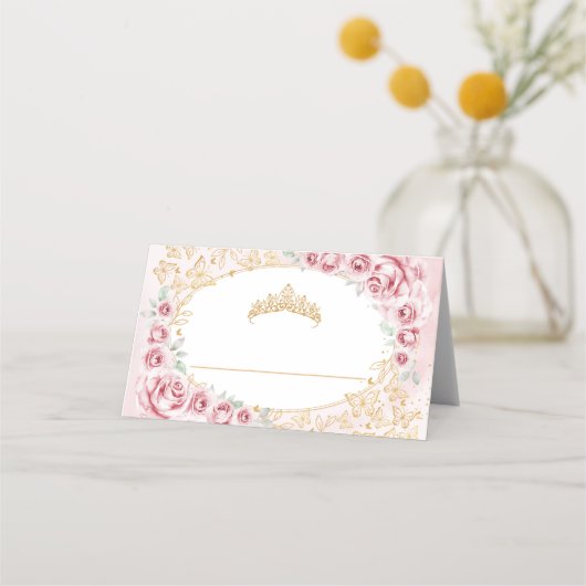 Rosa Gold Quinceanera Platzkarte (Vorderseite)