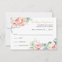 Rosa Gold Quinceañera RSVP Card auf Spanisch Einladung