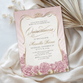 Rosa Gold Quinceñera Einladung