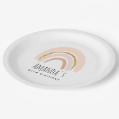Rosa & Gold Regenbogen Elegant Boho Geburtstag Pappteller (Schrägansicht)
