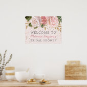 Rosa Gold Rose Brautparty Poster (Küche)