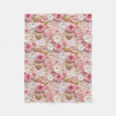 Rosa Gold Rose Herz Fleecedecke (Vorderseite)