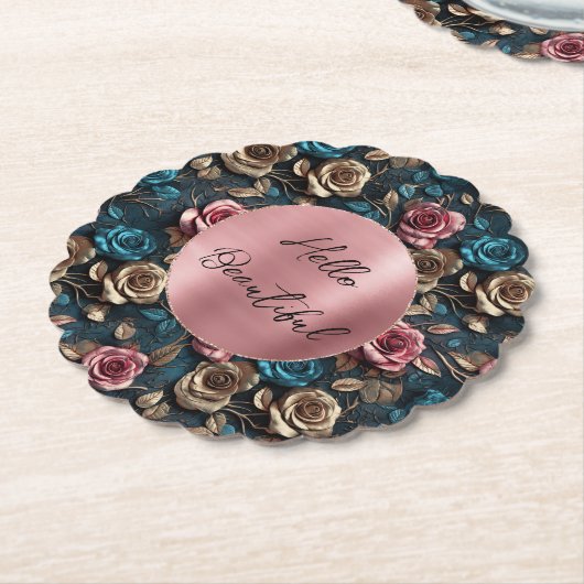 Rosa Gold-Rose Untersetzer (angewinkelt)