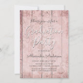 Rosa Gold Rustic Wood Graduation Party Einladung (Vorderseite)