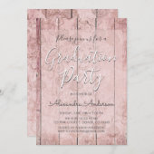 Rosa Gold Rustic Wood Graduation Party Einladung (Vorne/Hinten)
