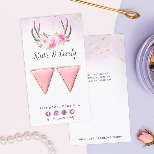 Rosa Gold Rustikale Blumenschildkröten verdienen S Visitenkarte