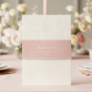 Rosa-Gold-Samt-Hochzeitseinladung Einladungsbanderole