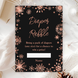 Rosa Gold Schneeflocken Winter Windel Raffle Begleitkarte