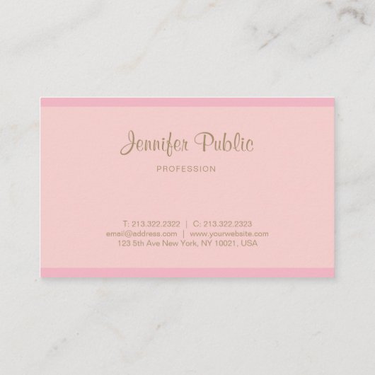 Rosa Gold Script Moderne kalligraphische Vorlage Visitenkarte (Rückseite)