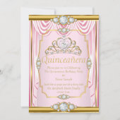 Rosa Gold Seidenprinzessin Quinceanera Blush Einla Einladung (Vorderseite)