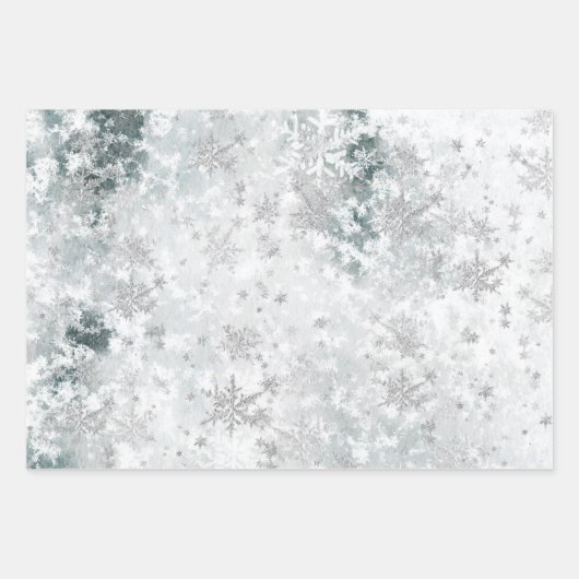 Rosa Gold Silberschneeflocken Frozen Eissee Geschenkpapier Set (Vorderseite 2)