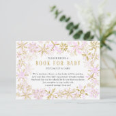 Rosa Gold Snowflake Baby Showbook für Babykarte Begleitkarte (Stehend Vorderseite)