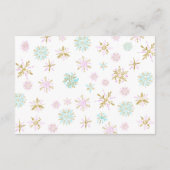 Rosa Gold Snowflake Baby Showbook für Babykarte Begleitkarte (Rückseite)