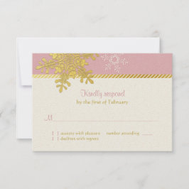 Rosa Gold Snowflake Winter Wedding Repair Card RSVP Karte