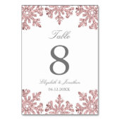 Rosa Gold Snowflake Winterhochzeit Tischnummer (Rückseite)