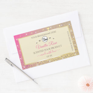 Rosa Gold-Sparkle-Glitzer-Creme-Logo Rechteckiger Aufkleber